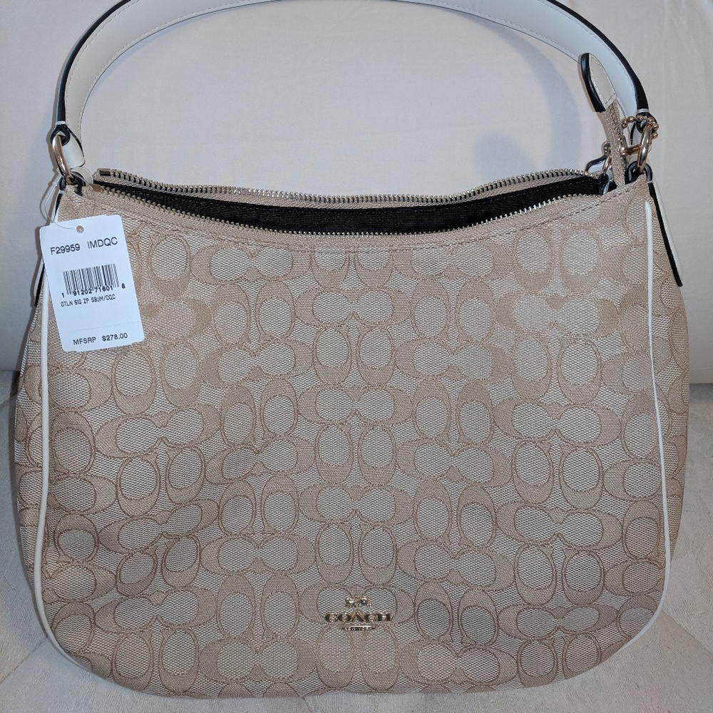 NEW!! COACH ZIP SHOULDER BAG IN SIGNATURE JACQUARD